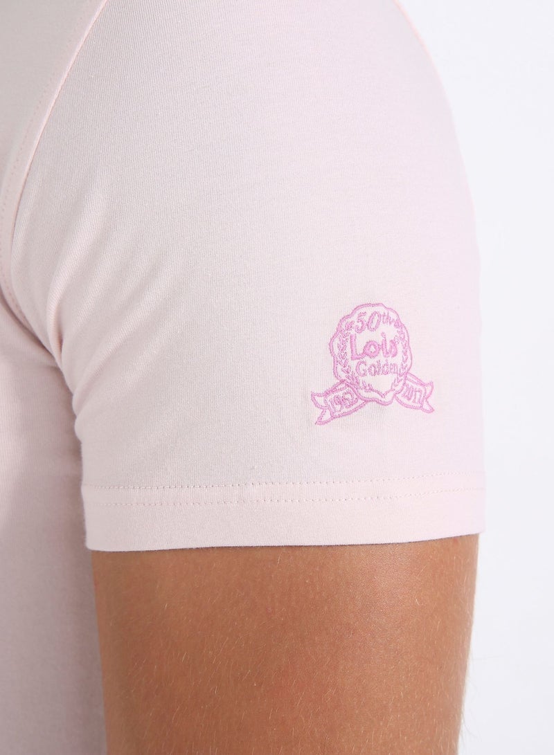 لويس قميص عنق مستدير بأكمام قصيرة 431 وردي - Image 4