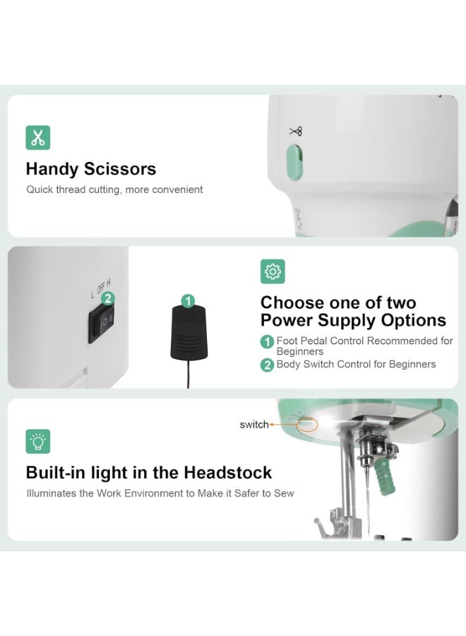 Stanew Portable Sewing Machine, Mini Electric Stitching Machine for Beginners, Double Needle 2 Speed 2 Thread Sewing Machine, 12 Built-In Stitches, Provide Sewing Kit with Foot Pedal and Floral Fabric - Image 3