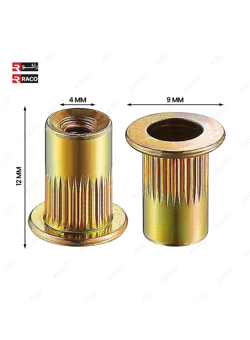 RACO Rivet Nut Knurled Body Carbon Steel Zinc Plated Flat Head Rivetnut Threaded Insert Nut for Metal Sheet, Steel, Aluminum, Plastic, Fiberglass (50 Pcs) - Image 3