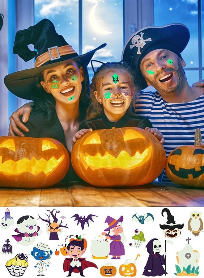 Kalolary Luminous Halloween Tattoo Stickers for Kids, 20 Sheets Glow in the Dark Temporary Waterproof Fake Tattoos Pumpkin Skull Ghost Tattoos for Kids Halloween Party Decorations - Image 4
