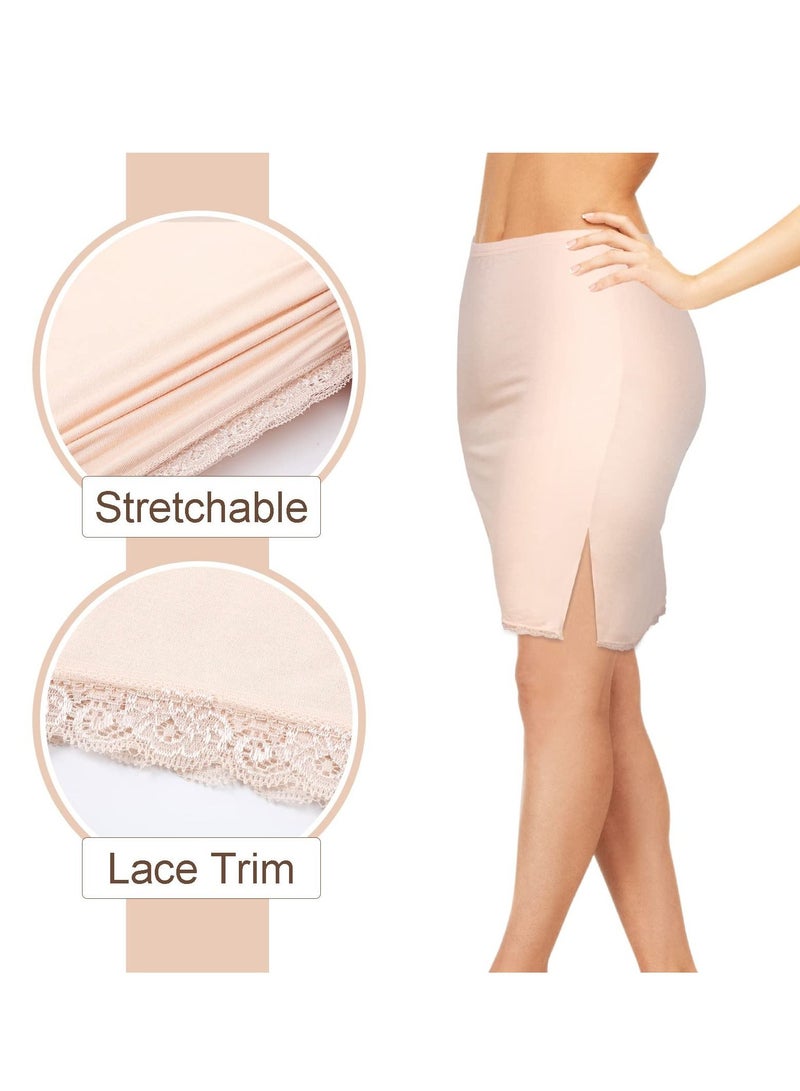 SYOSI SYOSI 3 Pcs Half Slip for Women Half Slips Underskirt for Women Women's Anti-Static Nylon Half Slip with Short Lace Trim Black White Nude Half Slip Dress Large Large  - Image 3
