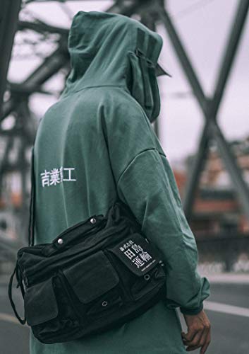 Niepce Inc Crossbody Travel Casual Shoulder Anti Theft Techwear Streetwear Messenger Bag (Black) - Image 5