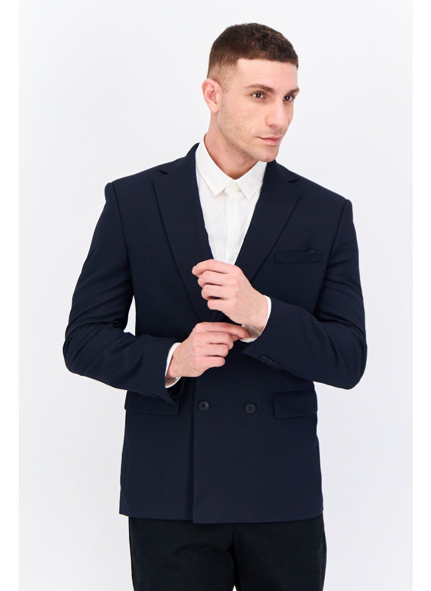 Jules - Men Regular Fit Solid Formal Blazer, Deep Navy - Image 1