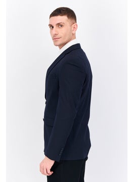 Jules Men Regular Fit Solid Formal Blazer, Deep Navy  - Image 2