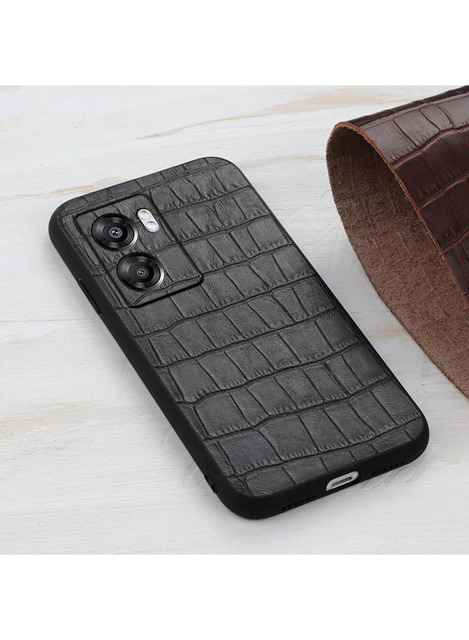 S-TOP Case For OPPO A57 5G Accurate Hole Crocodile Texture Genuine Leather Phone Case - Image 2