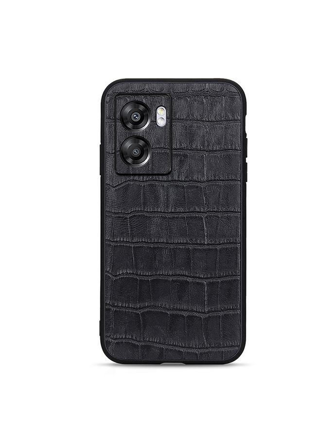 S-TOP Case For OPPO A57 5G Accurate Hole Crocodile Texture Genuine Leather Phone Case - Image 1