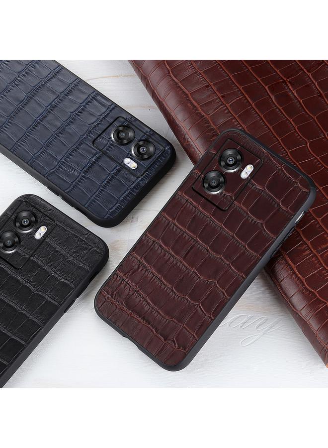 S-TOP Case For OPPO A57 5G Accurate Hole Crocodile Texture Genuine Leather Phone Case - Image 4