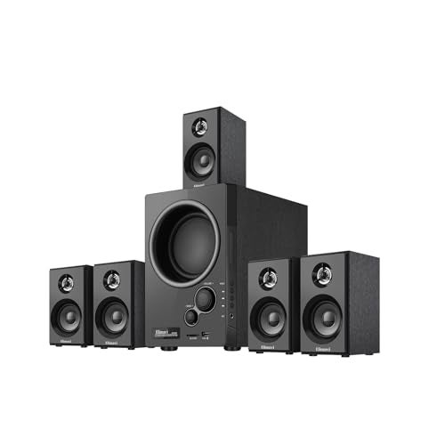 Elimavi 5.1 Surround Sound System with 5.5'' Subwoofer Stereo System for Home with 2.5'' Midrange Home Theater Speakers, Home Speaker System with 3.5-RCA/USB/Wireless/AUX Audio Inputs - Image 1