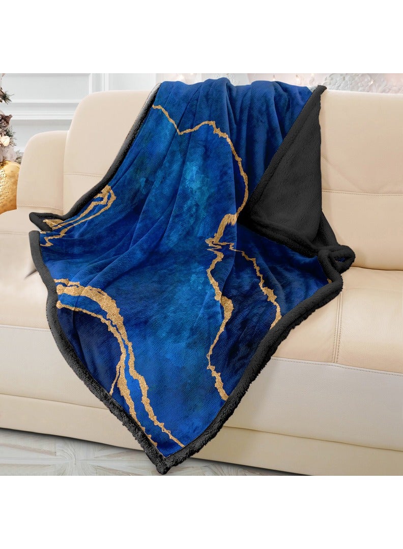 ريزاريز رمي بطانية أريكة مجردة زرقاء ناعمة