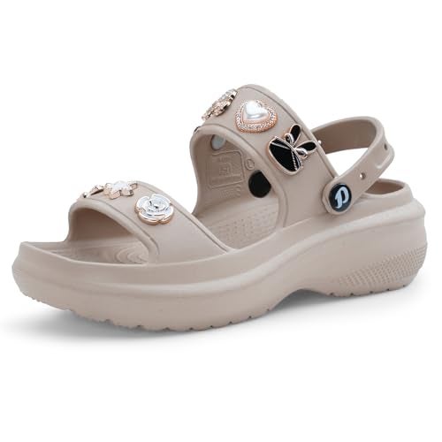 DOCTOR EXTRA SOFT Women's Metallic Charms Fashion Slippers/Sandals with Adjustable Back Strap | Comfortable & Lightweight| Stylish & Anti-Skid| Waterproof Casual Beach Slides Mules Girls/Ladies D-533 - Image 1