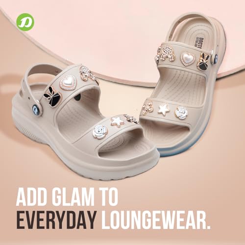 DOCTOR EXTRA SOFT Women's Metallic Charms Fashion Slippers/Sandals with Adjustable Back Strap | Comfortable & Lightweight| Stylish & Anti-Skid| Waterproof Casual Beach Slides Mules Girls/Ladies D-533 - Image 5