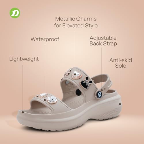 DOCTOR EXTRA SOFT Women's Metallic Charms Fashion Slippers/Sandals with Adjustable Back Strap | Comfortable & Lightweight| Stylish & Anti-Skid| Waterproof Casual Beach Slides Mules Girls/Ladies D-533 - Image 3