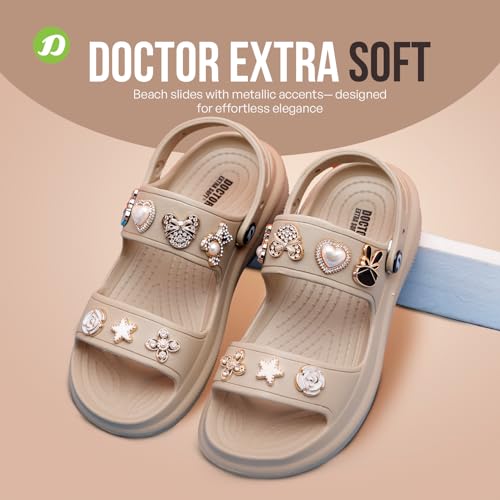 DOCTOR EXTRA SOFT Women's Metallic Charms Fashion Slippers/Sandals with Adjustable Back Strap | Comfortable & Lightweight| Stylish & Anti-Skid| Waterproof Casual Beach Slides Mules Girls/Ladies D-533 - Image 4