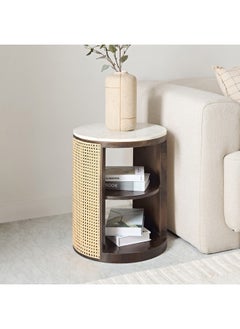 Home Box Rattan Bay Marble Top End Table 50 x 55 x 50 cm  - Image 1