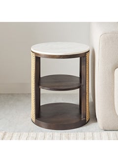 Home Box Rattan Bay Marble Top End Table 50 x 55 x 50 cm  - Image 2