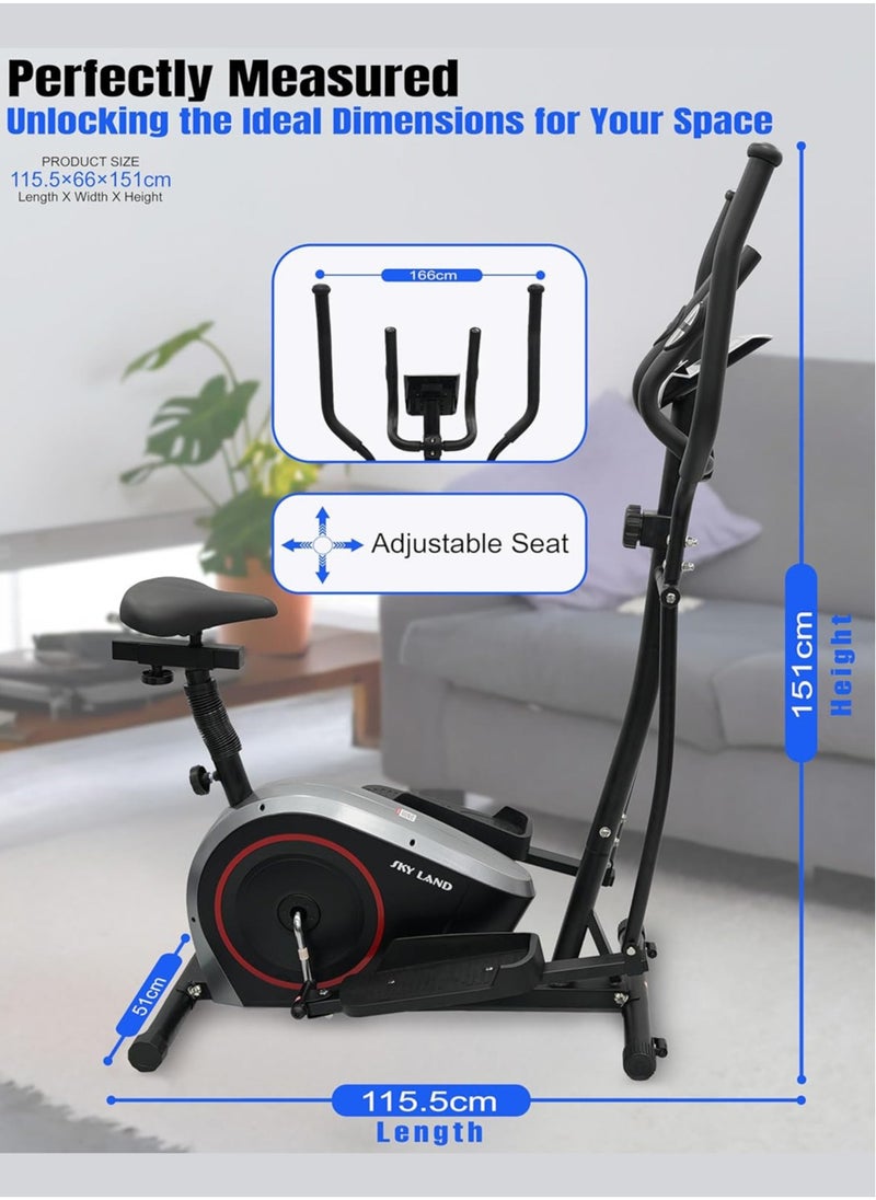 Sky Land - Elliptical Cross Trainer | 8-Level Magnetic Resistance | FitShow App Bluetooth | Silent Home Gym Machine | LED Display for Speed, Time, Distance, Calories | Compact & Durable Fitness Equipment – EM-1572 - Image 1
