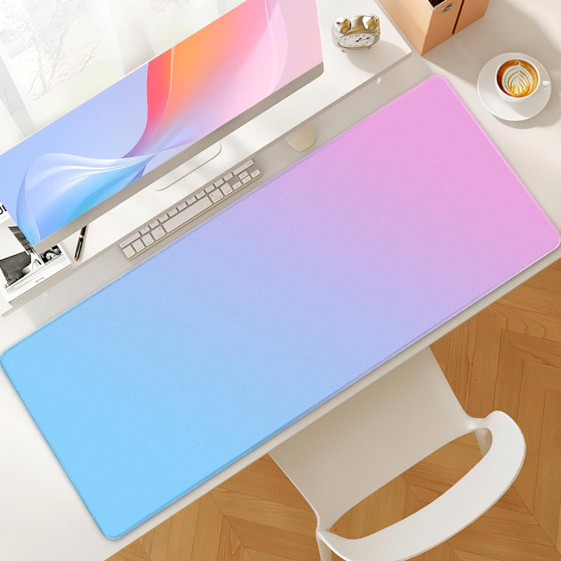 Bloss Desk Mat, Non-Slip Desk Pad Mat Protector, Large Desk Mat for Keyboard and Mouse, Pink Cyan Desk Mousepad with Stitched Edges, Keyboard Pad for Gamer, Office(31.5Ã—11.8 Inches) - Image 3