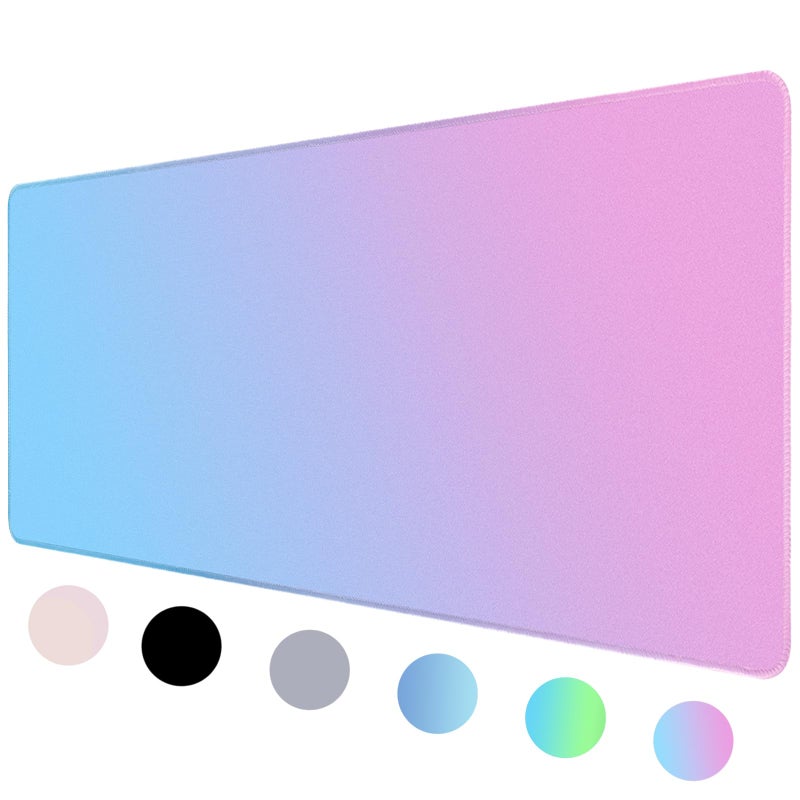 Bloss Desk Mat, Non-Slip Desk Pad Mat Protector, Large Desk Mat for Keyboard and Mouse, Pink Cyan Desk Mousepad with Stitched Edges, Keyboard Pad for Gamer, Office(31.5Ã—11.8 Inches) - Image 1