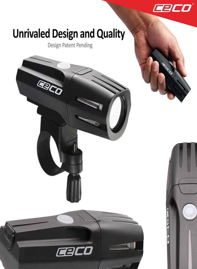 CECO-USA: 1,000 Lumen USB Rechargeable Bicycle Headlight - HARD MOUNT VERSION - Tough & Durable IP67 Waterproof & FL-1 Impact Resistant- Super Bright Model F1000 - For Commuters, Road & Mountain Bikes - Image 4