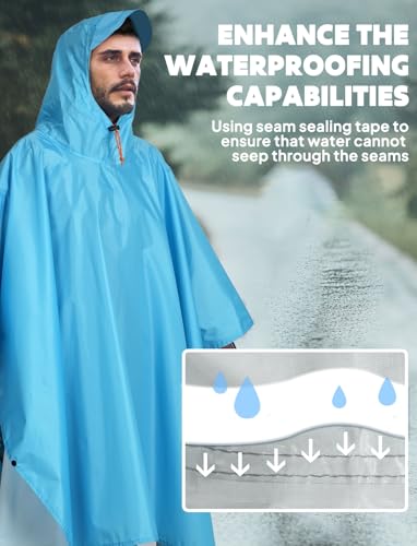 ANYOO Hooded Rain Poncho for Adults Waterproof Lightweight Rain Coats for Men Women Reusable Rain Jacket for Emergency Camping Outdoor Activities - Image 5