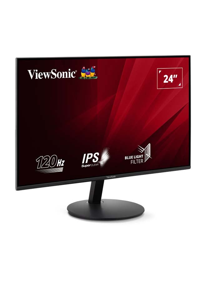 ViewSonic 24" Full HD IPS Office Monitor | 120Hz Smooth Refresh, Borderless Design, Low Blue Light, Eye Care, Productivity | VA24E1-H | Black - Image 2