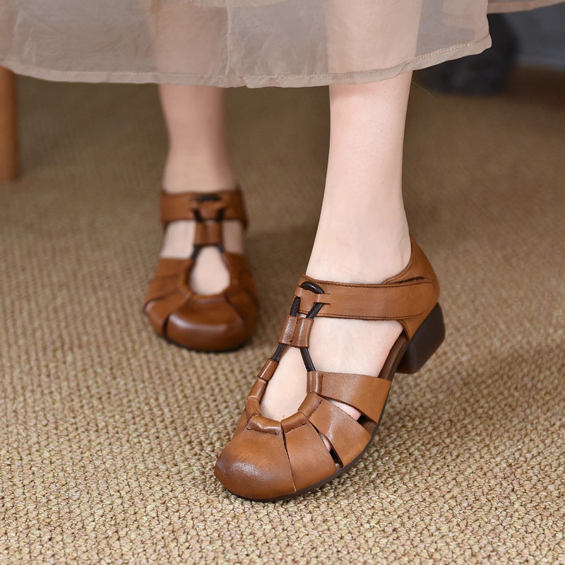 2024 Summer Chic Cut-Out Flat Womens Sandals khaki four centimeters 