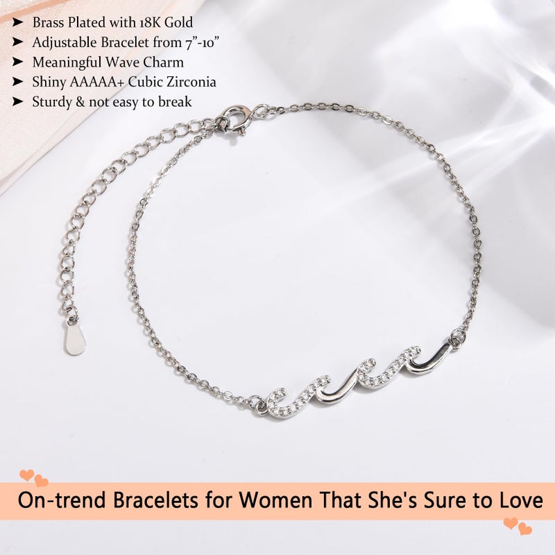 EPIRORA Inspirational Gifts for Women, Silver Wave Bracelets Jewelry Present for Friends Mom Daughter Sister, Thinking of You Cheer Up Get Well Soon Encouragement Bracelet Thoughtful Gifts for Women - Image 4
