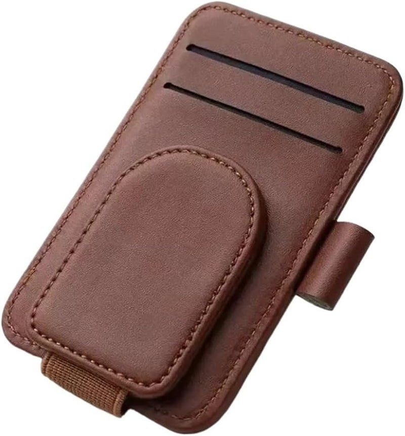 2024 Multifunctional Car Glasses Clip Sun Visor Sunglasses Storage Brown - Image 1