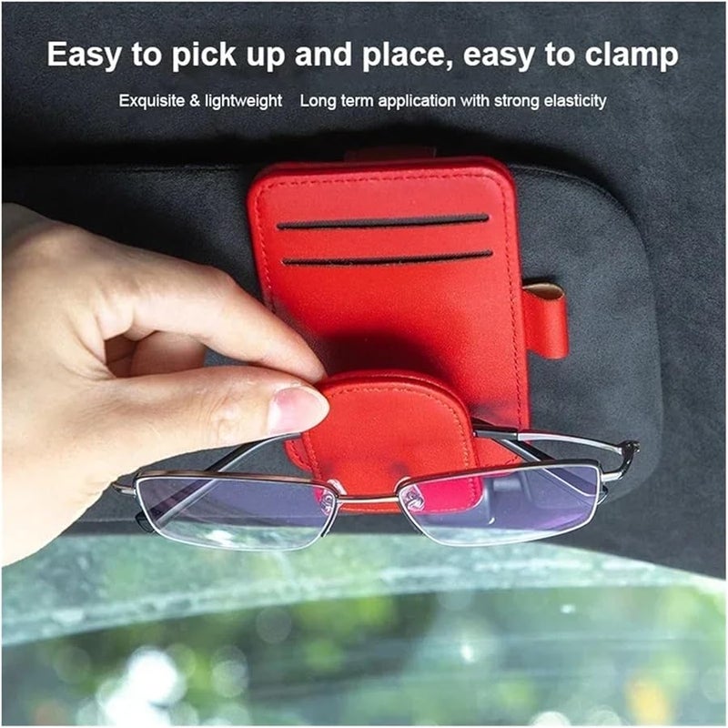 2024 Multifunctional Car Glasses Clip Sun Visor Sunglasses Storage Brown - Image 5