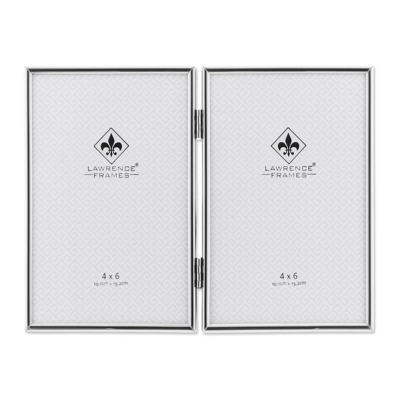 Lawrence Frames Hinged Double Simply Metal Picture Frame, 4 by 6-Inch, Silver - Image 1