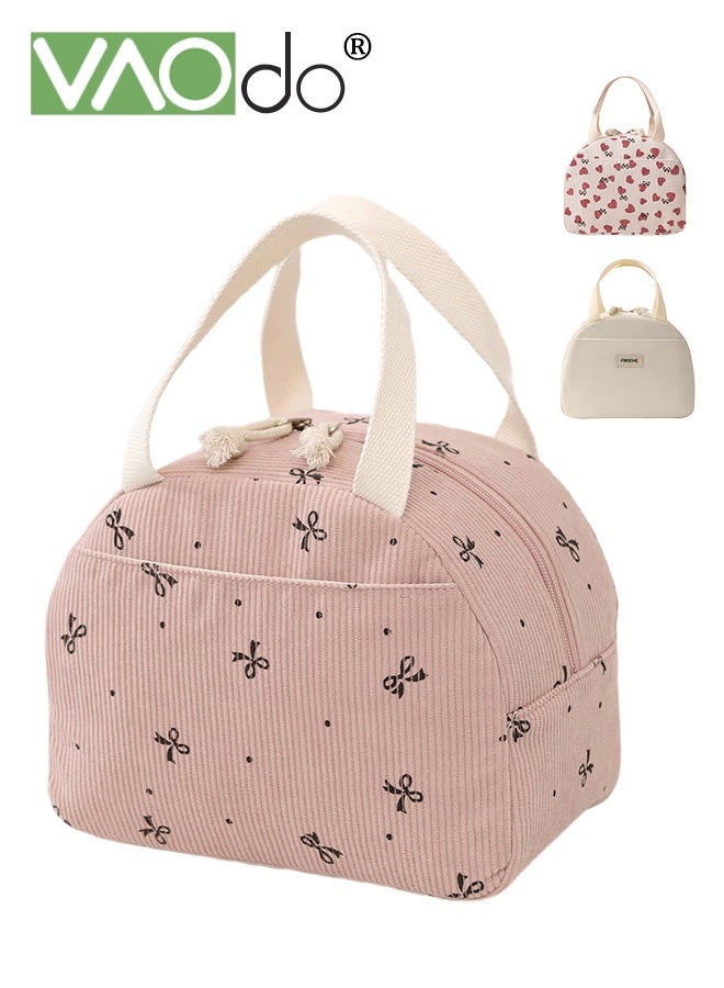 فاو دو حقيبة غداء من المخمل، حقائب غداء لطيفة بسحاب، حاوية صغيرة مقاومة للتسرب، صندوق غداء معزول قابل لإعادة الاستخدام للعمل والنزهات والسفر - Image 1