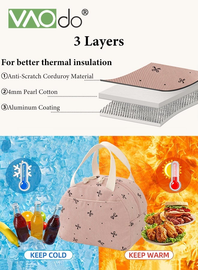 فاو دو حقيبة غداء من المخمل، حقائب غداء لطيفة بسحاب، حاوية صغيرة مقاومة للتسرب، صندوق غداء معزول قابل لإعادة الاستخدام للعمل والنزهات والسفر - Image 3