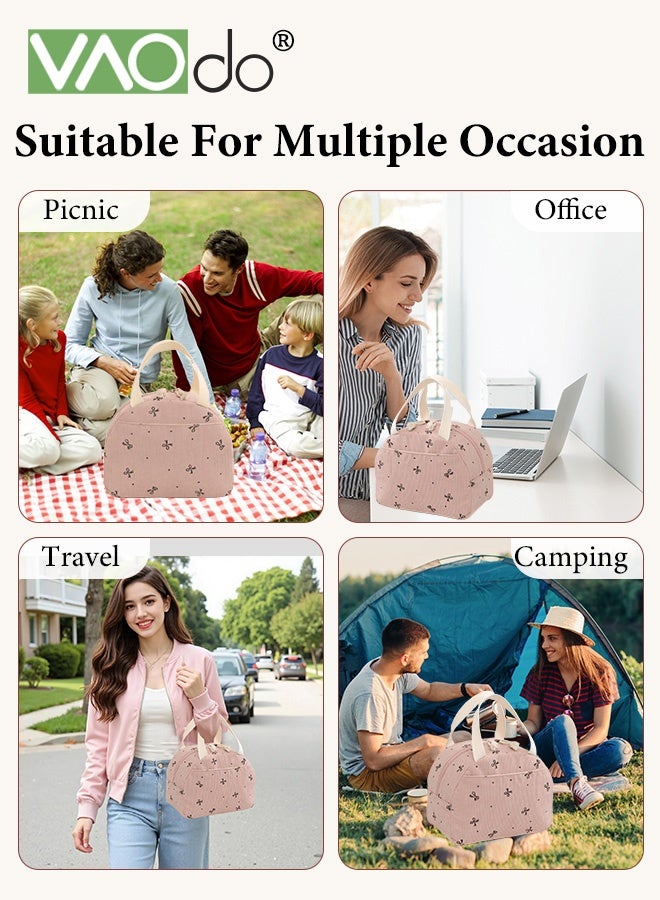 فاو دو حقيبة غداء من المخمل، حقائب غداء لطيفة بسحاب، حاوية صغيرة مقاومة للتسرب، صندوق غداء معزول قابل لإعادة الاستخدام للعمل والنزهات والسفر - Image 5