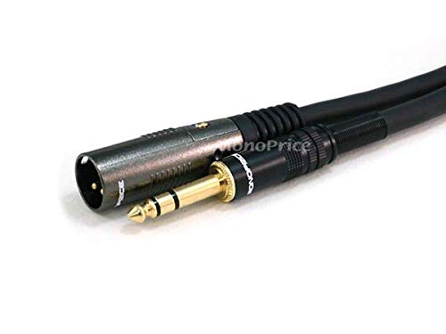 Monoprice XLR Male to 14Inch TRS Male Cable 10 Feet Black 16AWG Gold Plated Premier Series - Image 3