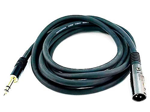 Monoprice XLR Male to 14Inch TRS Male Cable 10 Feet Black 16AWG Gold Plated Premier Series - Image 1