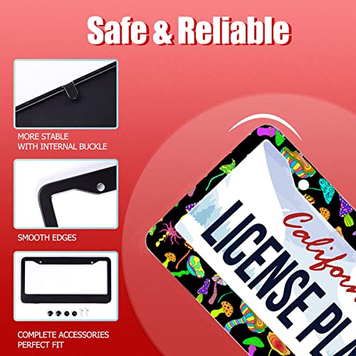 Omw2fyb Personalise Colorful Mushrooms License Plate Frames Funny License Plate Frame Car Universal Stainless Steel Accessories Cars Decor with 2 Holes and Screws Fits Standard US Vehicles Size 12.2 x 6 Inch - Image 2