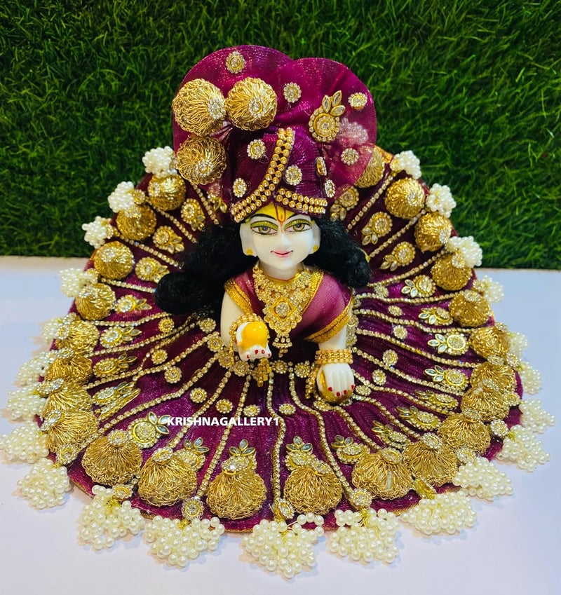 KRISHNAGALLERY1 KRISHNAGALLERY1 Laddu Gopal Kanha ji Fancy Dress Poshak for Janmashtami Full Jarkan Heavy Dress Special for Janmashtami Bday Party Funtion 2 No  - Image 1