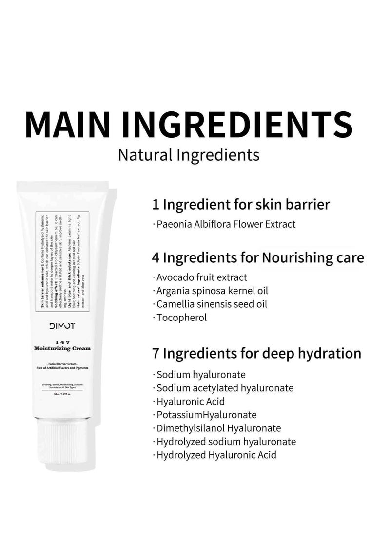 DIMOT 147 Moisturizing Cream | 147 Barrier Cream | Daily Skin Barrier Care | Deep Hydrating with Hyaluronic Acid & Ceramides | Korean Vegan Skincare for All Skin Types | 1.7 Fl Oz - Image 2