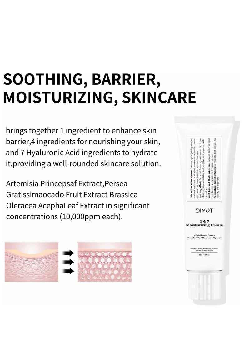DIMOT 147 Moisturizing Cream | 147 Barrier Cream | Daily Skin Barrier Care | Deep Hydrating with Hyaluronic Acid & Ceramides | Korean Vegan Skincare for All Skin Types | 1.7 Fl Oz - Image 5