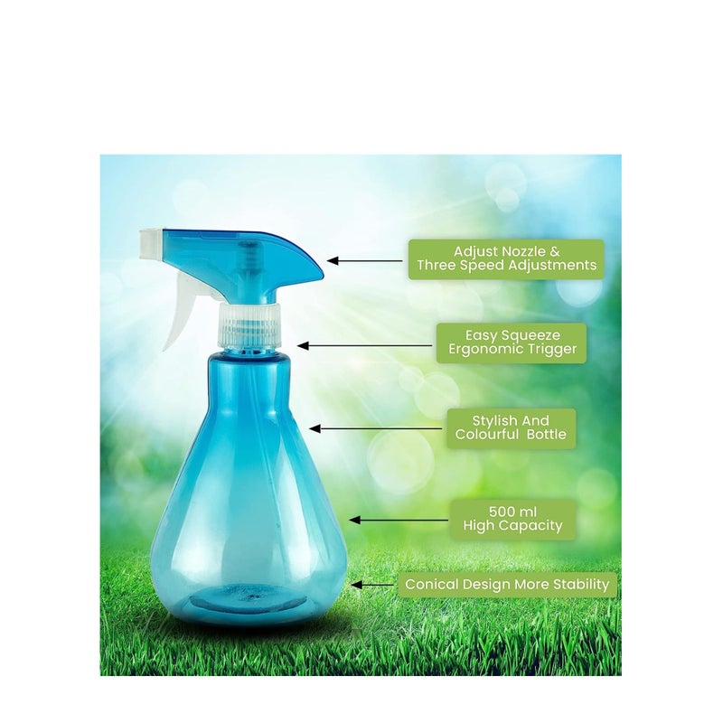 SOLARAE Spray Bottles 2 pcs for Cleaning Empty Mist Spray Bottle Gardening, Hairdressing 500ml (Blue and Green) - Image 2