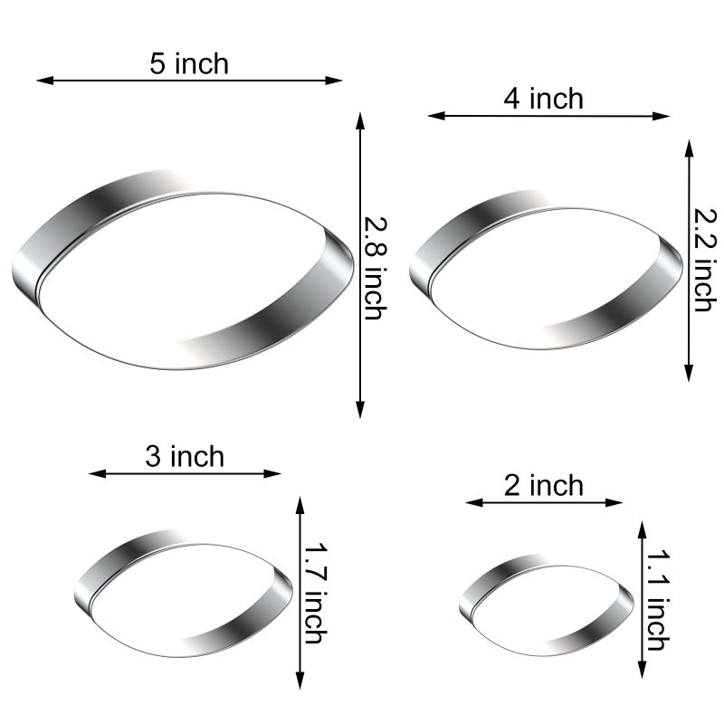 QAAQS Football Cookie Cutter Set Large - 5 Inch, 4 Inch, 3 Inch, 2 Inch - 4 Piece American Football Cookie Cutters Shapes Molds - Stainless Steel - Image 2