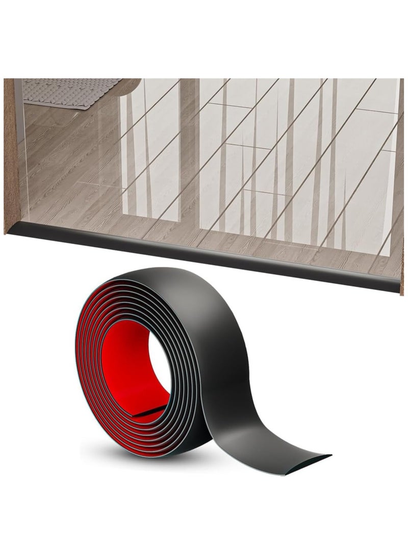 NANAO Floor Transition Strip, Self Adhesive Vinyl Flooring Divider Strip for Joining Floor Gaps, Carpet, Threshold Cover, Floor Tiles, 1.97inch in Width, 6.6 FT in Length, Black - Image 1