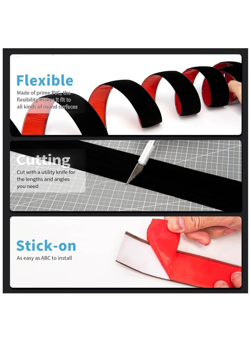 NANAO Floor Transition Strip, Self Adhesive Vinyl Flooring Divider Strip for Joining Floor Gaps, Carpet, Threshold Cover, Floor Tiles, 1.97inch in Width, 6.6 FT in Length, Black - Image 4