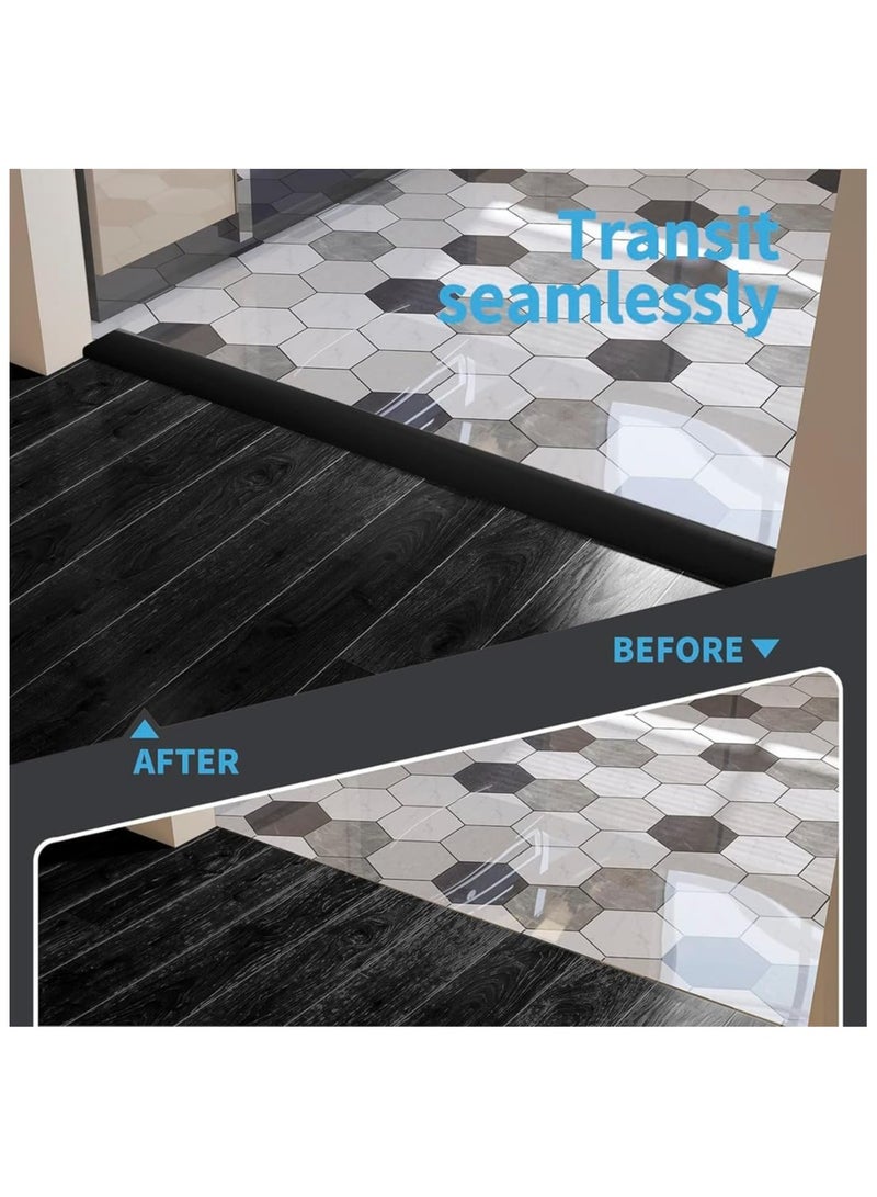 NANAO Floor Transition Strip, Self Adhesive Vinyl Flooring Divider Strip for Joining Floor Gaps, Carpet, Threshold Cover, Floor Tiles, 1.97inch in Width, 6.6 FT in Length, Black - Image 2