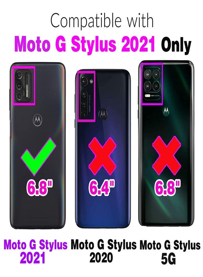 أسو ويش جراب هاتف Asuwish لهاتف Moto G Stylus 2021 4G، غطاء محفظة مع واقي شاشة، حبل تعليق، حزام معصم، تصميم زهرة ماندالا، سحاب، فتحة لحامل البطاقات، متوافق مع Motorola GStylus 6.8 Stylo XT2115DL XT2115-1، لون وردي للبنات - Image 2