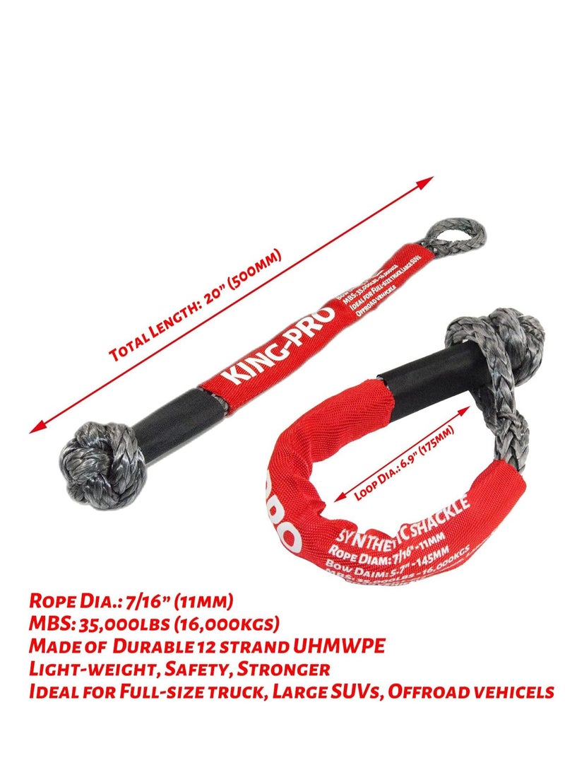 KING-PRO KING PRO SOFT SHACKLE 2 PACK 35,000lbs Breaking Strength 11mmX50cm  - Image 2