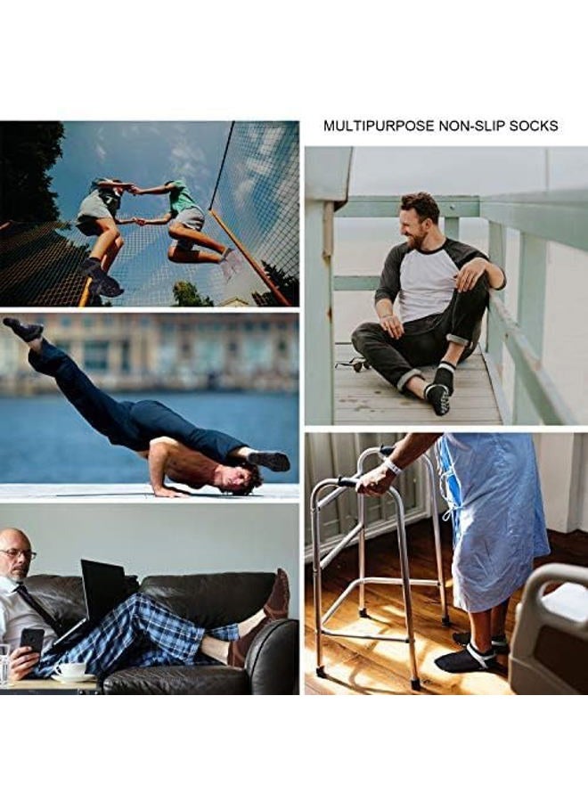 Muezna Men's Non-Slip Yoga Socks, Anti-Skid Pilates, Barre, Bikram Fitness Hospital Slipper Socks with Grips - Image 2