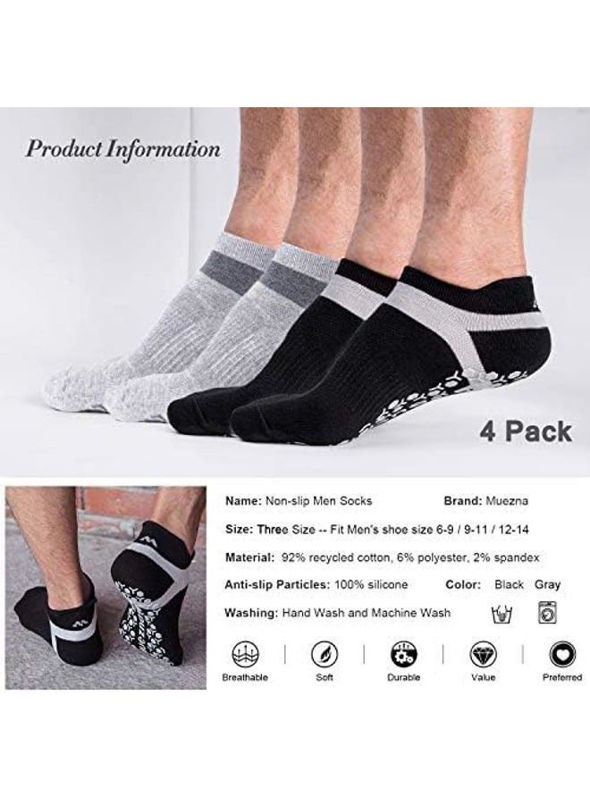 Muezna Men's Non-Slip Yoga Socks, Anti-Skid Pilates, Barre, Bikram Fitness Hospital Slipper Socks with Grips - Image 4