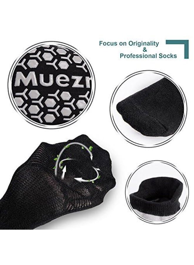 Muezna Men's Non-Slip Yoga Socks, Anti-Skid Pilates, Barre, Bikram Fitness Hospital Slipper Socks with Grips - Image 5