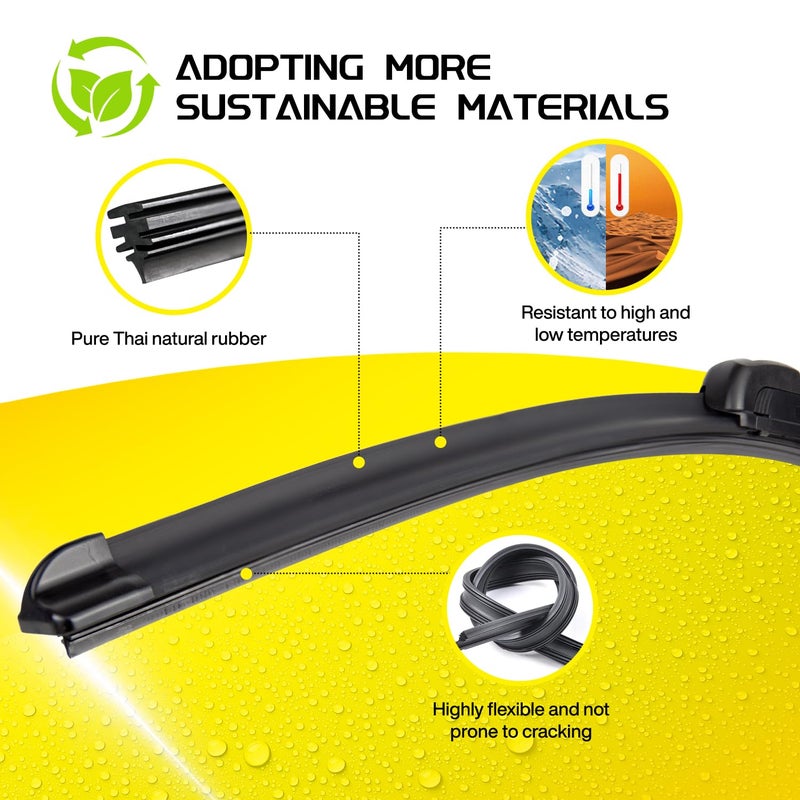 DOG TAIL DOGTAIL 26''+ 16'' Wiper Blades for Honda CR-V 2012-2017 Accord 2018-2022 Subaru Crosstrek 2013-2017, Premium All Season Automotive Replacement OEM Windshield Wiper Blades for My Car J-Hook - Image 2